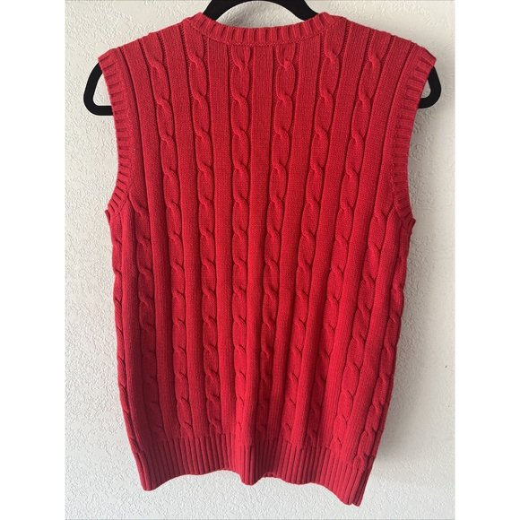 Chaps Cable Knit Sweater Vest RED Boys L 14/16 100%cotton - Picture 4 of 8